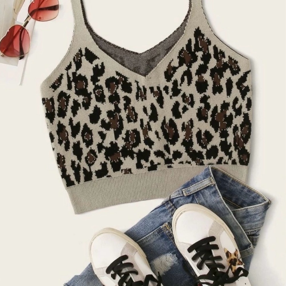 Leopard Print Knit Tank Top